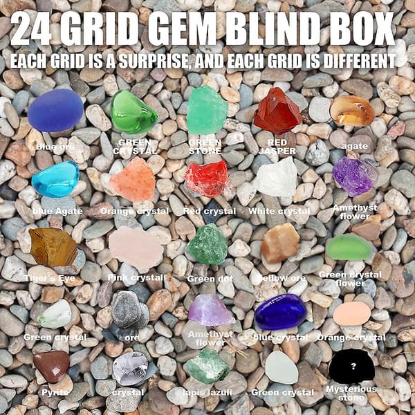 24 Päivän Joulu CountDown Kalenterit Gem Crystal Healing Stone Joululahja Advent Blind Box