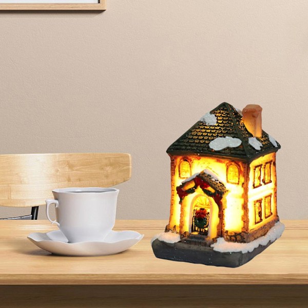 4 stk Lysende Julepynt LED Hus Miniatyrhus Med Kalender