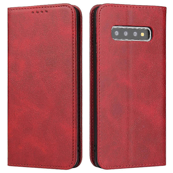 För Samsung Galaxy S10 Kalvtextur Magnetisk Horisontell Flip Läderfodral med Hållare & Kortfack & Plånbok