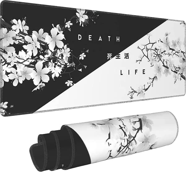 Svart og hvit kirsebærblomst musematte 300x800x3mm