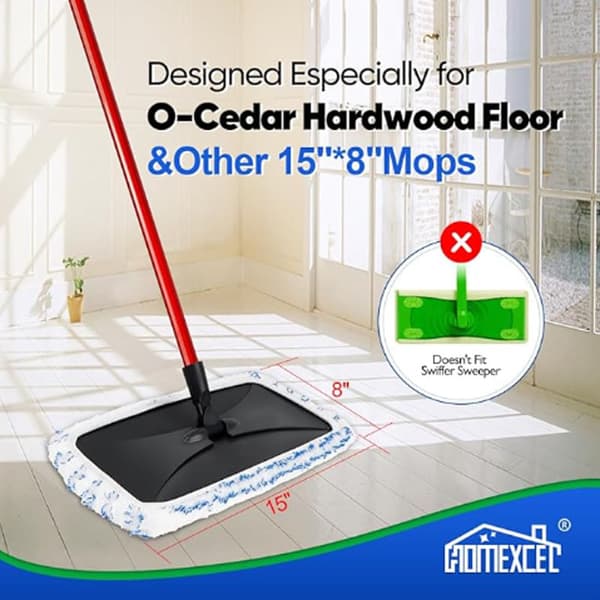 Velegnet til O-cedar Moppehoved Tilbehør - 15x8 Tommer Genanvendelige Mikrofiber Flade Moppeklude - Blå og Hvid - 3-pak