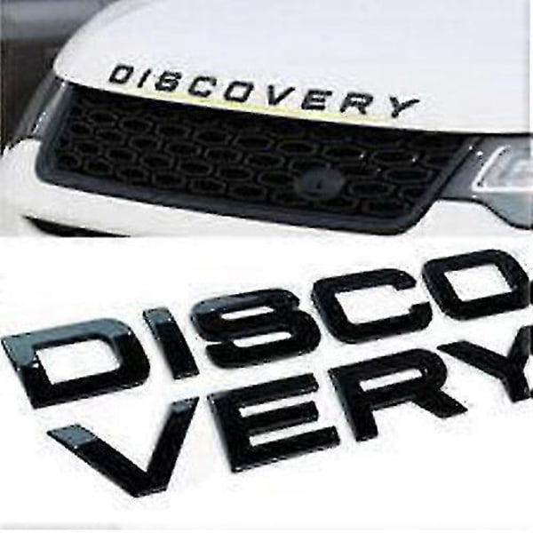 Kiiltävän musta Discovery Land Rover -kirjaintarra, kiinnitettävä tunnusmerkki etusäleikköön, konepellin tunnusmerkkiin tai taakse