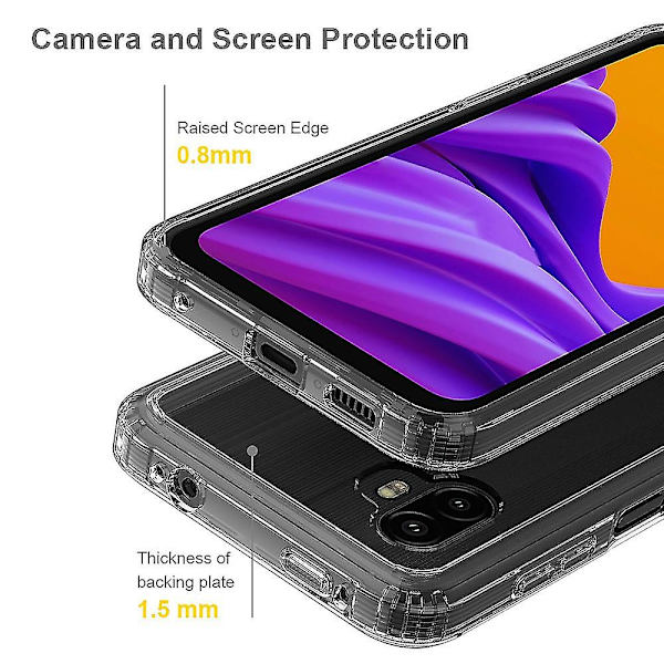 Til Samsung Galaxy Xcover 6 Pro Hård Akryl Bagside + Blød TPU Høj Impact Case Transparent Anti-Gul Slim Cover