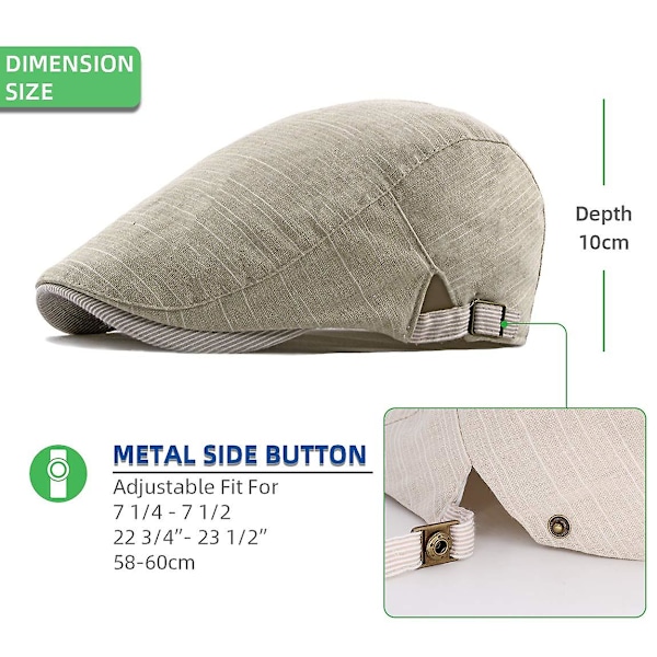 Beret Flat Cap - Lett og pustende lin stoff