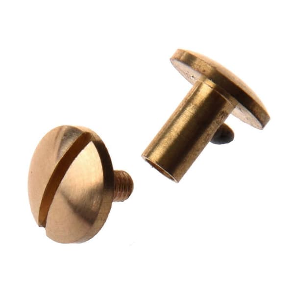 10x Arc Solid Messing Knapp Stud Skrue Spiker Skrue bak Lærbelte 8mm