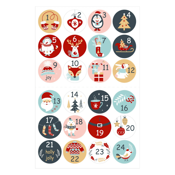 Julekalender Tal Klistermærkesæt Med 24 Klistermærker Til DIY Gaver Jul Julepynt