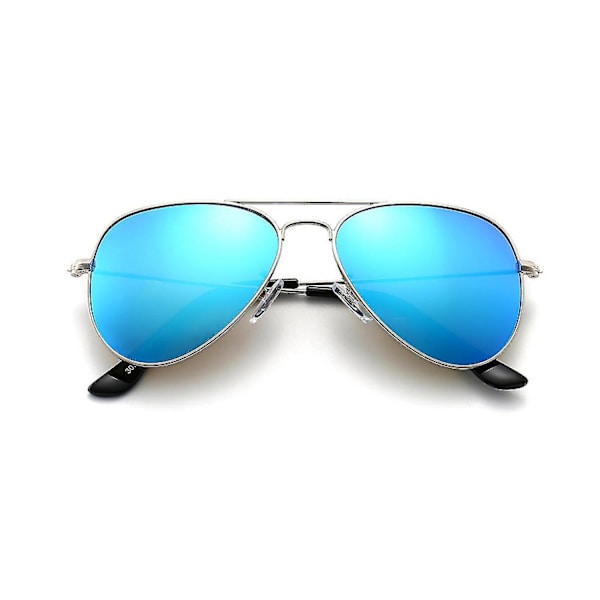 Polaroidit Lasten ja Teinien Aviator-Aurinkolasit Ruostumattomasta Teräksestä Kehyksellä, Jousihingeillä ja UV-Suojalla, Sininen