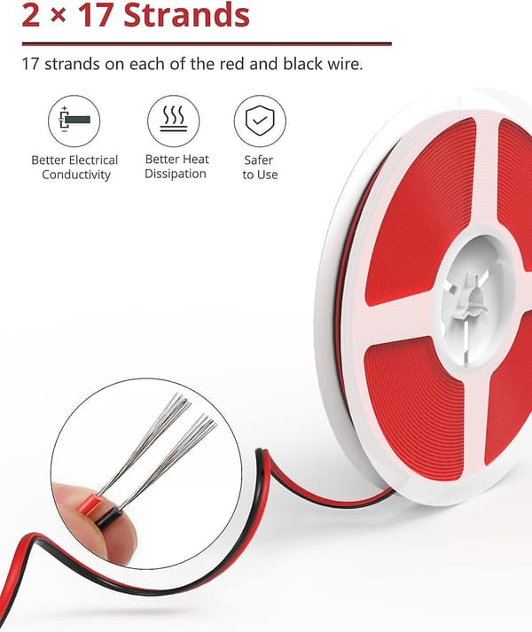 22 Awg elektrisk ledning - 20m 2-trådet kabel til LED-stribe lys