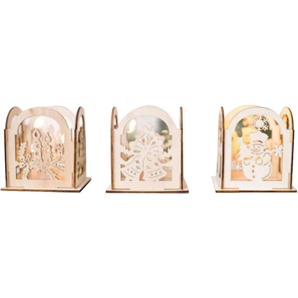 Julepynt Høytids Lysestaker Treboks Te Lys Midtpunkter For Jul Bryllup Hjem Decor (3 stk, Hvit)