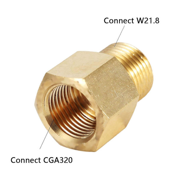 CGA320 Mässingmutter, CO2-cylindertank W21.8 CGA320-adapter med bricka, CO2-koldioxidbeslag regleringsmutter för akvariumfisktank (CGA320-omvandling