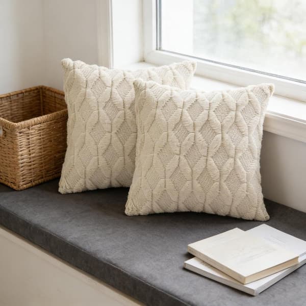 1 sæt (2 stk.) - Pudebetræk - 45x45cm - Små puder - Sofapudebetræk - Fløjlspudebetræk med broderi - Moderne ternet mønster Des