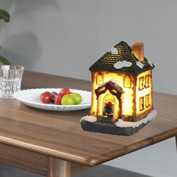 4 stk Lysende Julepynt LED Hus Miniatyrhus Med Kalender