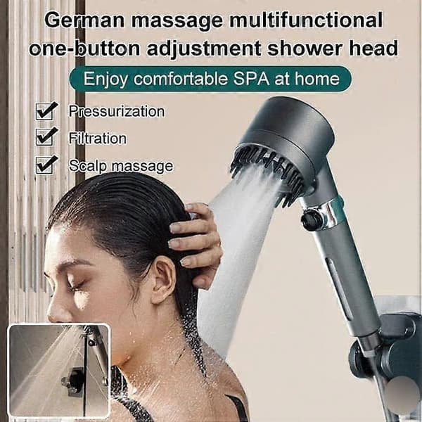 Tysk Multifunktionell Massage Dusch - Högtryck 3-Läges Handdusch, Tysk Massage Multifunktionell En-Knappsjustering Högtryck