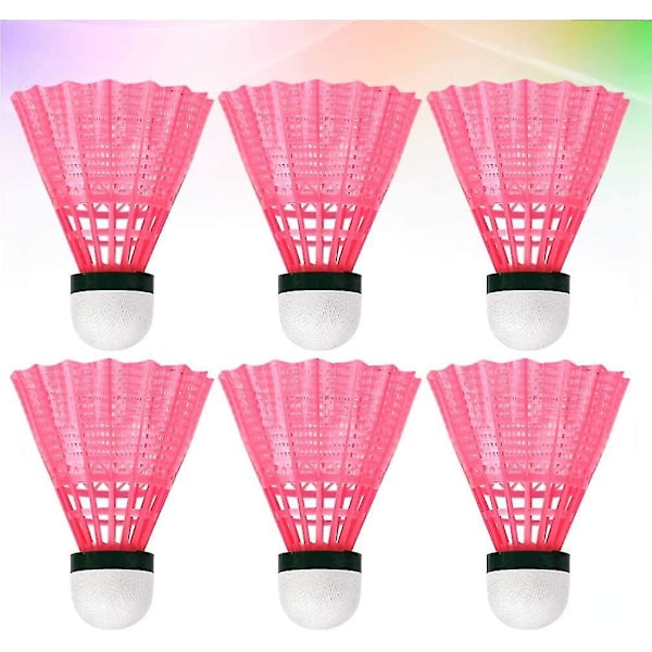 6-pak Plastik Badminton Holdbar Sports Træningsbold Badminton Udendørs - Pink