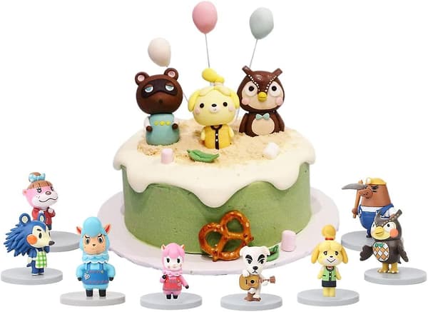8 stk. Kagepynt til Animal Crossing børnefødselsdagskagedekoration