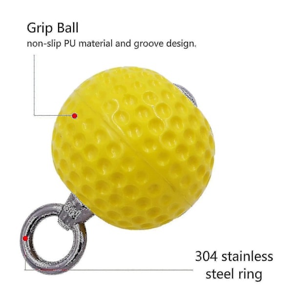 2 stk. Pull Up Ball med kraftig rem, skridsikker håndøvelse (gul)