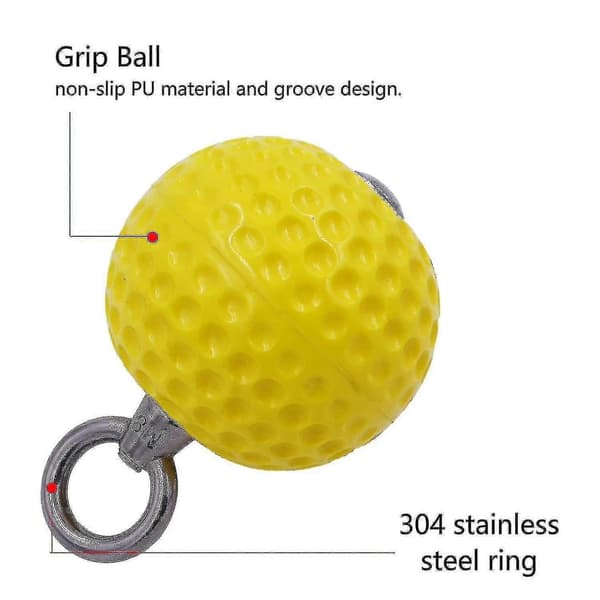 2 stk. Pull Up Ball med kraftig stropp, sklisikker håndøvelse (gul)