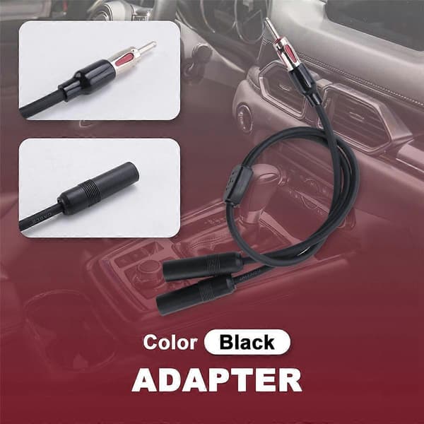 1 han til 2 hun Y bilstereo radioantenneadapter sort