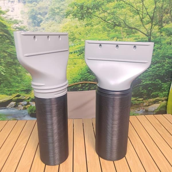 Bærbar aircondition udstødningsforbindelse: flad dyseadapter til 130 mm/150 mm rør, 1,5 m HDPE forlængelse, grå