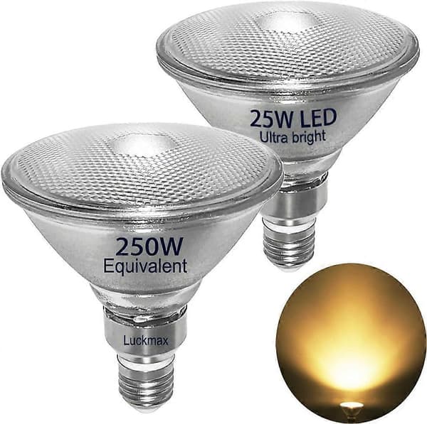 15W E27 PAR38 LED Varmvit, Vattentät, Inomhus/Utomhus, Ej Dimbar, 2-pack