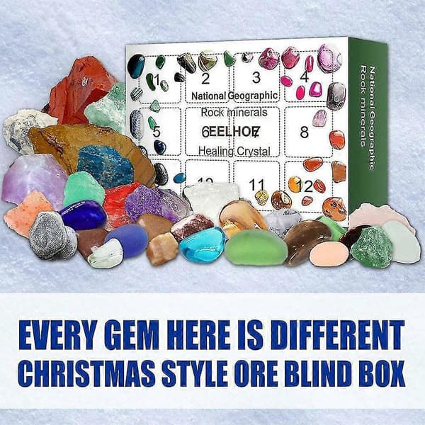 Julkalender med Blind Box 12 Dagar Nedräkning Julkalender Läkande Sten Marmor Present -NMAOV