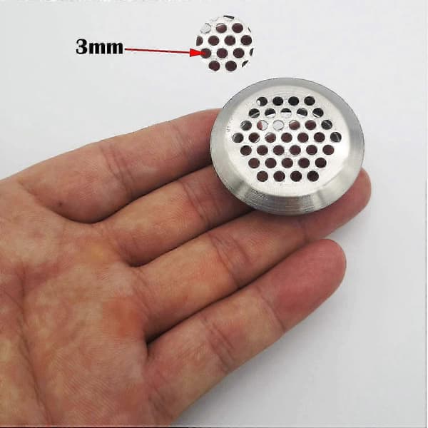 35 mm 27 Stykker Rustfrit Stål Rundt Mesh Ventilationsgitter til Køkkenskab