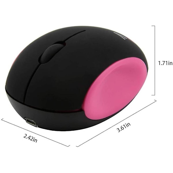 2,4 GHz trådlös mus, söt liten tyst mus, bärbar mini optisk laddningsbar mus, tecknad datormus, 3 knappar sladdlös mus för bärbar dator (rosa