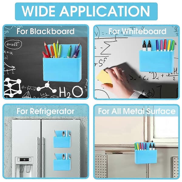 Magnetisk Markerhållare för Whiteboard, Kylskåp, Kontor, Hem, Skola (Blå)