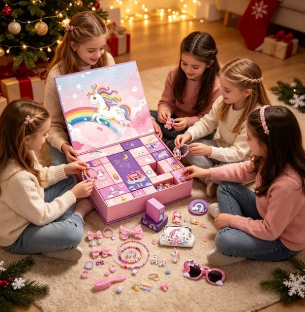 Enhjørning Julekalender, Regnbue Enhjørning-tema Tilbehørssett for Små Jenter