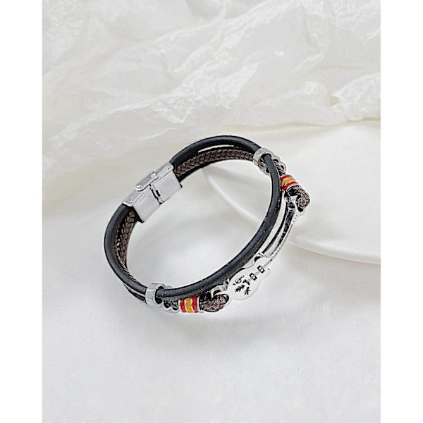 Gitarrarmband för män Flätat Muti-lager Läderarmband Rostfritt Stål Musikälskare Armband för Honom