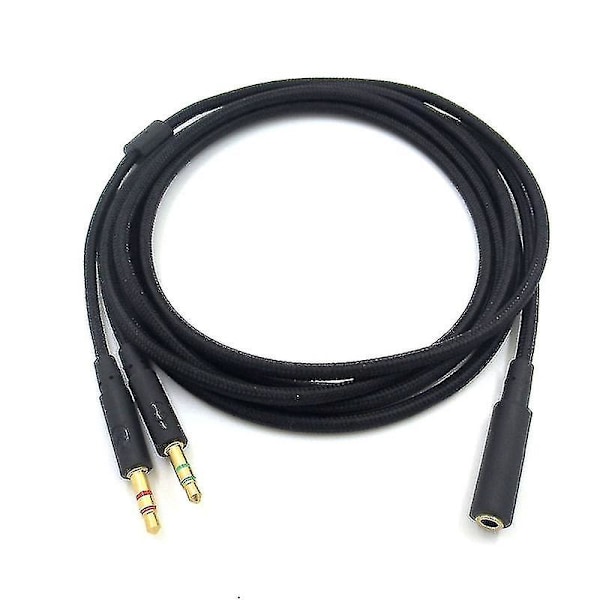3,5 mm Universal 2-i-1 Spillingshodetelefon Lyd - Forlengelseskabel for HyperX Cloud II/Alpha-/Cloud Flight/c