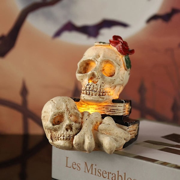 Halloween Hodeskalle Lampe - 3D Batteridrevet Hodeskalle Lampe | Batteridrevet Skjelettlys Dekorasjon For Utendørs Innendørs Bål, Peis, Festdekor