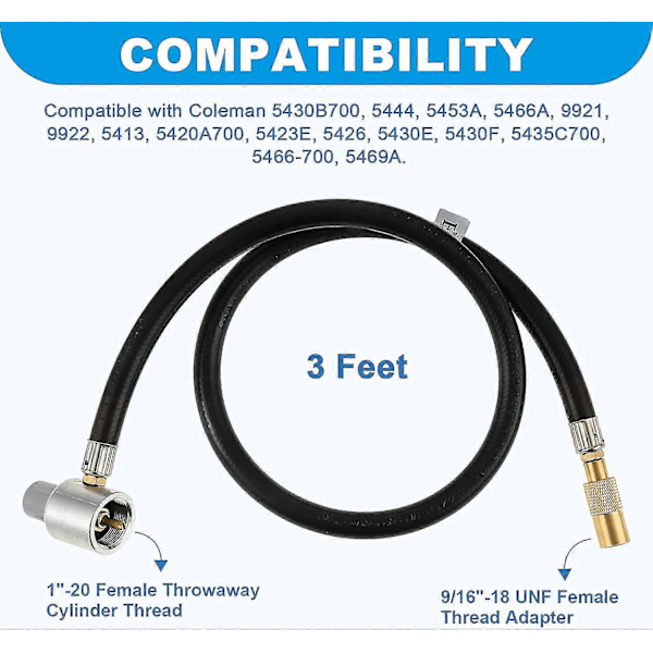 12 Psi Tryckregulator Med 3 Fot Propanslang Adapter Anslut 1lb Flaska Passar För Coleman Classic Triton Bordsgasspis