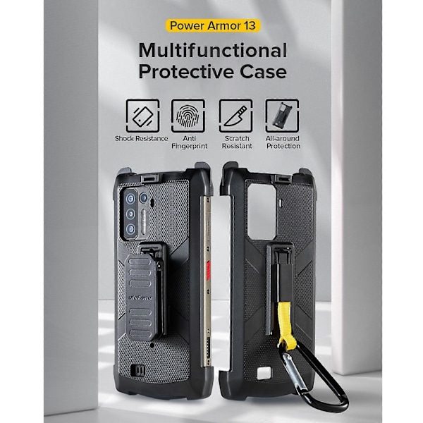 For Ulefone Power Armor 13 Ulefone Multifunksjonelt TPU + PC Beskyttelsesdeksel med Klips og Karabinkrok For Ulefone Armor 13