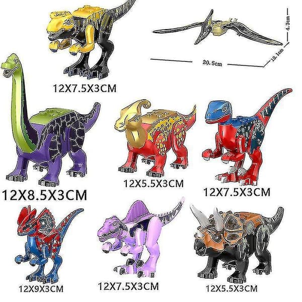 8 st Dino-byggklossar att montera