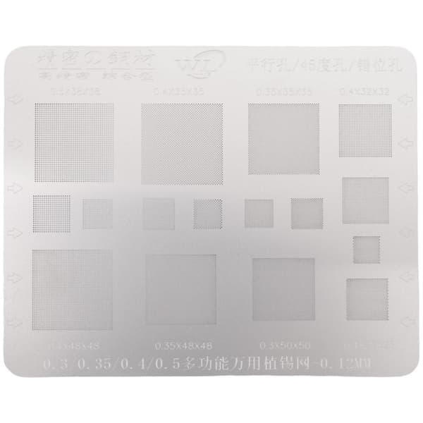 Multifunksjons BGA Stencil 0.3/0.35/0.4/0.5/Parallel/45 Graders Hull Universal Loddemal BGA Re