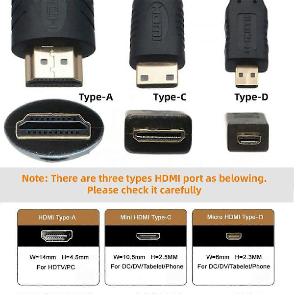 Type A CN-006 2 stk./sæt HDMI til Micro HDMI-adapter, HDMI til HDMI-stik til Raspberry PI