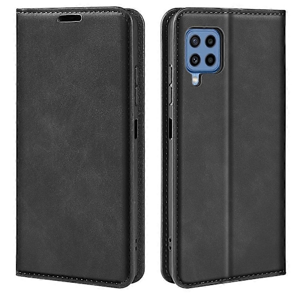Retro-skin magnetisk læderetui med sugekop, holder, kortpladser og pung til Samsung Galaxy M22