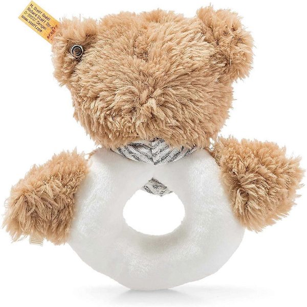 Steiff Baby Nursey Sleep Well Harmaa Teddykarhu Tarttuva Leikkikalu Ratteli 12cm