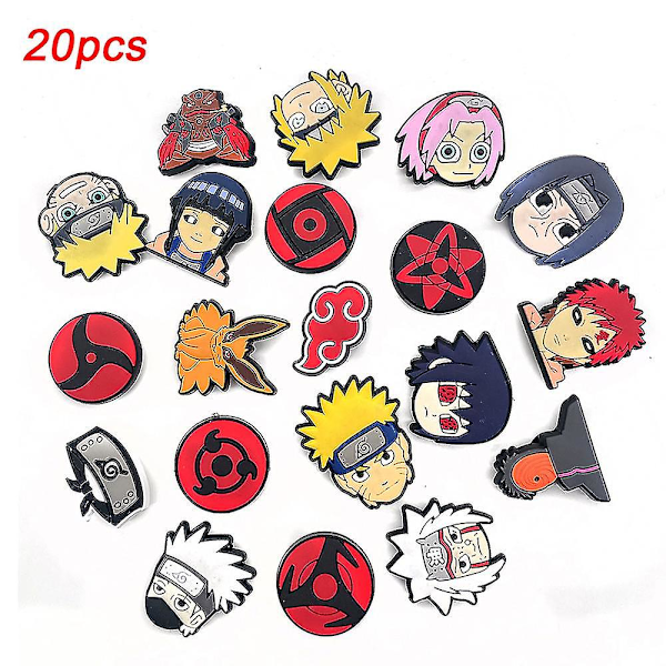 20 stk Anime Naruto Tema Crocs Sko Charms Til DIY Clog Sandaler Dekoration Sko Tilbehør Sæt Gaver