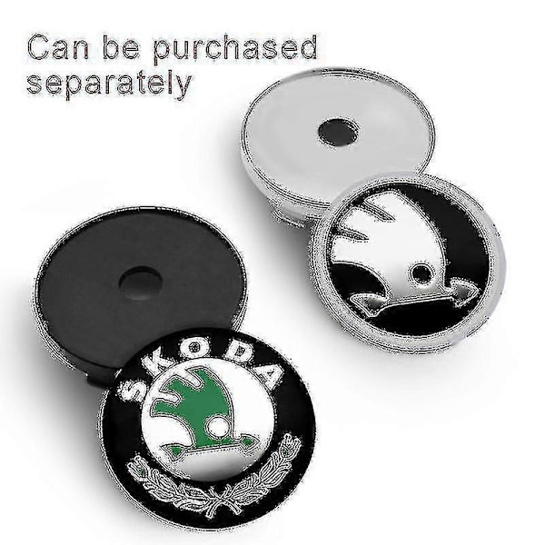 4 st 56mm 60mm Bilhjul Navkapsel Fälglock Emblem Dekaler Tillbehör För Skoda Rapid Octavia Fabia Superb Kodiaq Kamiq, 56mm Silver