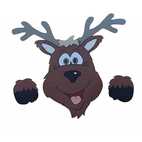 Julepynt til haven - Grinch, julemanden og elgen kigger over hegnet - festlig dekoration til haven