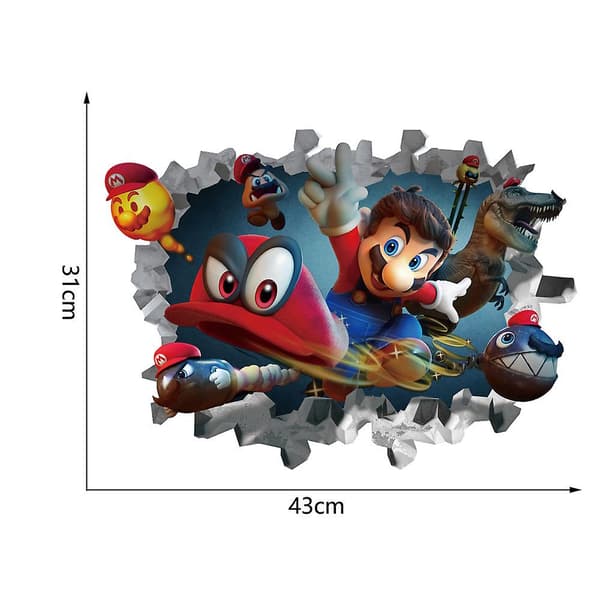 3D Super Mario Odyssey Veggdekor med Mario og Cappy