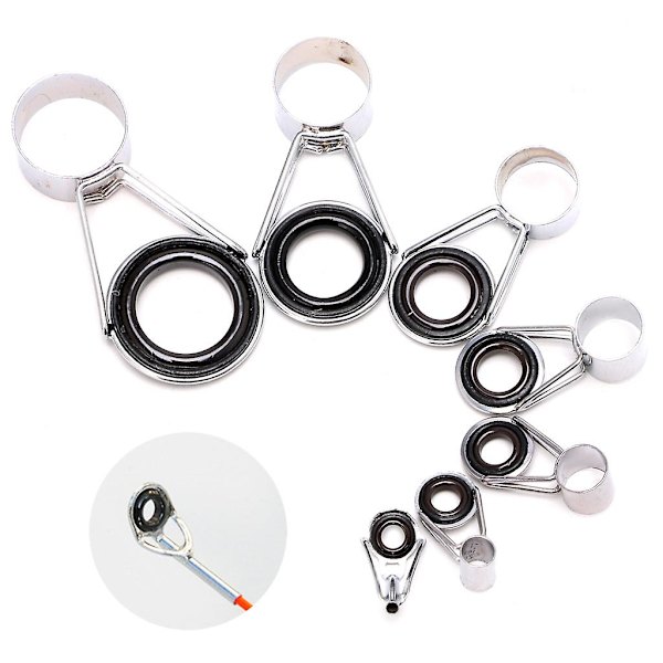 7 st teleskopiska fiskespöguider toppring set flotte fiske reparation tillbehör