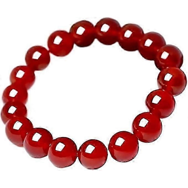 10mm Luonnon Punainen Jade Rannekoru Miehille Naisille Korut Pyöreät Karneolihelmet Joustava Helmirannekoru Onnekas Amuletti Lahja Rakastavaisten Asusteet
