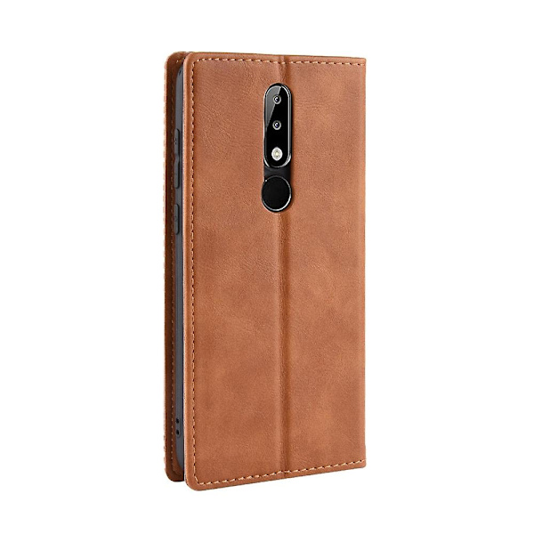 Retro-tyylisen nahkainen automaattisesti sulkeutuva lompakko-kotelo Nokia 5.1 Plus/X5:lle