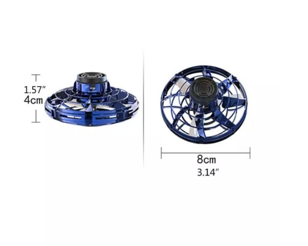 Flying Spinner Drone LED-valolla - SININEN