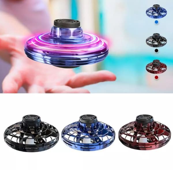 Flying Spinner Drone LED-valo - MUSTA