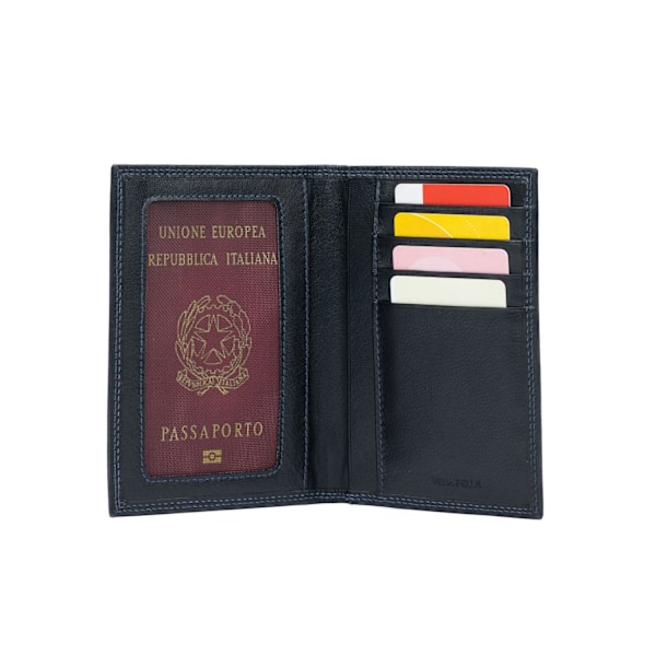 Dokument + passhållare i äkta läder - Made in Italy