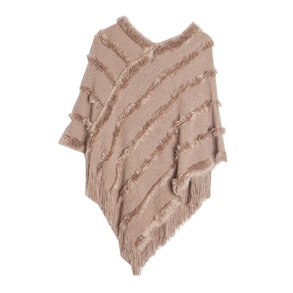 Mub- Höst/Vinter V-ringning enfärgad stickad plysch sjal 07# Khaki